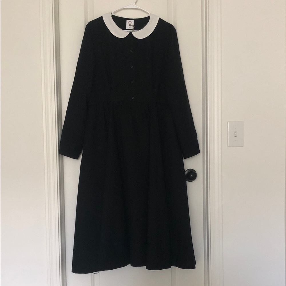 Son de Flor Black Dress with White Peter Collar